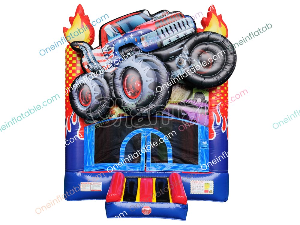 USA monster truck theme inflatable bounce house